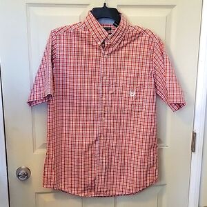 Chaps small orange plaid shirt